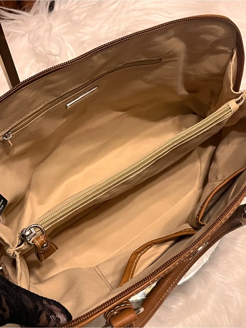 Gianni Bini Floral Canvas Satchel in Cream a handbag